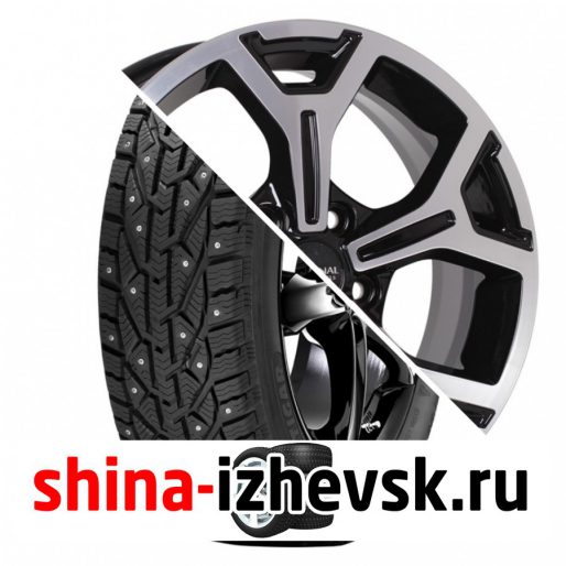Колесо в сборе Tigar Ice 205/55 R16 T 94 + СКАД KL-318 6.5xR16 5×114.3 ET50 DIA66.1 Черный с алмазной проточкой в Ижевске